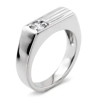 14K white gold 0.35 ct. Solitaire Diamond Man Ring 2 - alternate view 6 thumbnail