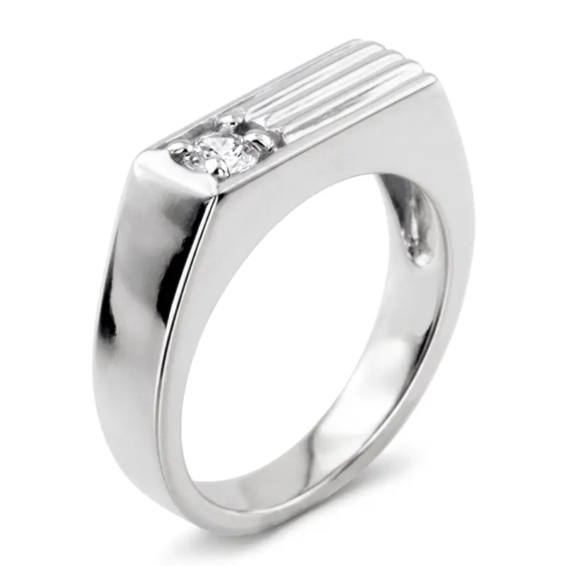 14K white gold 0.35 ct. Solitaire Diamond Man Ring 2 - alternate view 6