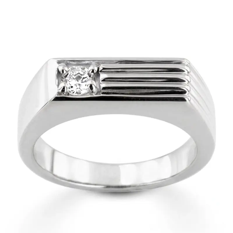 14K white gold 0.35 ct. Solitaire Diamond Man Ring 2 - main view