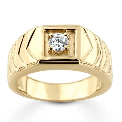 14K white gold 0.35 ct. Solitaire Diamond Men Ring - alternate view 6 thumbnail