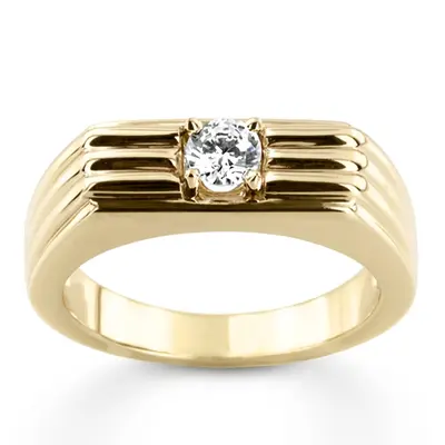 14K white gold 0.35 ct. Solitaire Diamond Men Ring 3 - alternate view 6 thumbnail