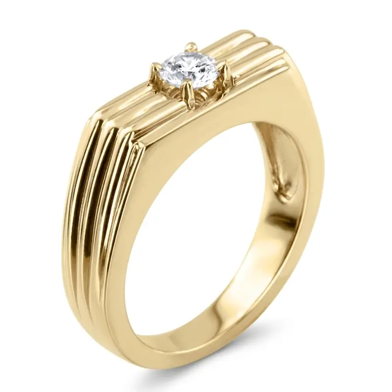 14K white gold 0.35 ct. Solitaire Diamond Men Ring 3 - alternate view 2