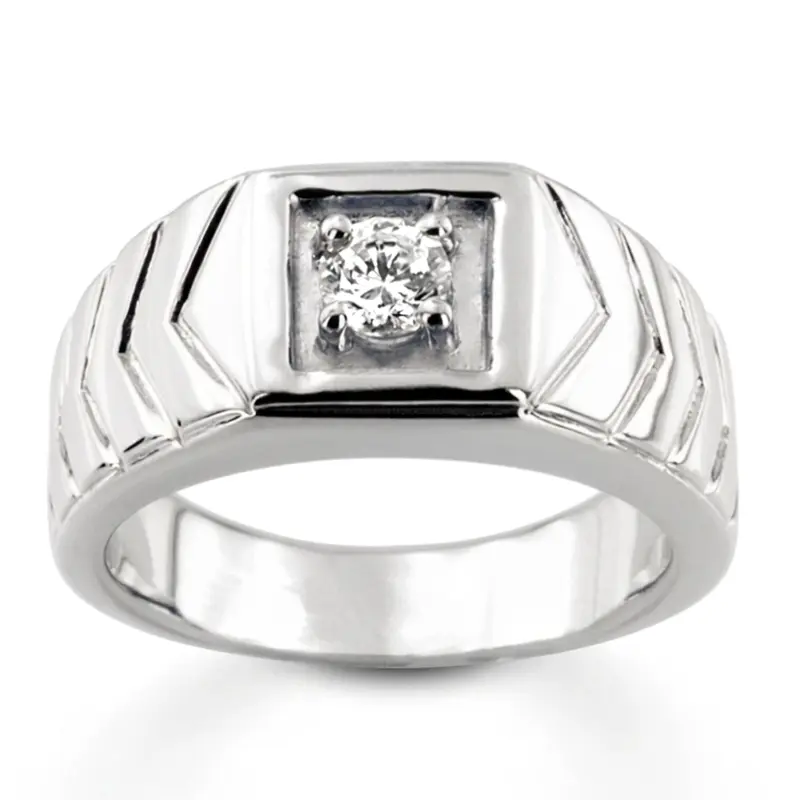 14K white gold 0.35 ct. Solitaire Diamond Men Ring - main view