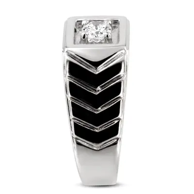 14K white gold 0.35 ct. Solitaire Diamond Men Ring - alternate view 4 thumbnail