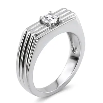 14K white gold 0.35 ct. Solitaire Diamond Men Ring 3 - alternate view 4 thumbnail