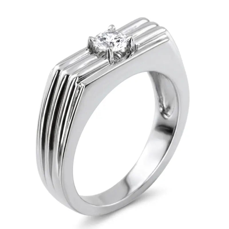 14K white gold 0.35 ct. Solitaire Diamond Men Ring 3 - alternate view 4