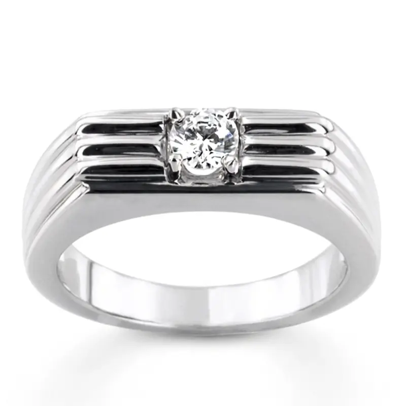 14K white gold 0.35 ct. Solitaire Diamond Men Ring 3 - main view