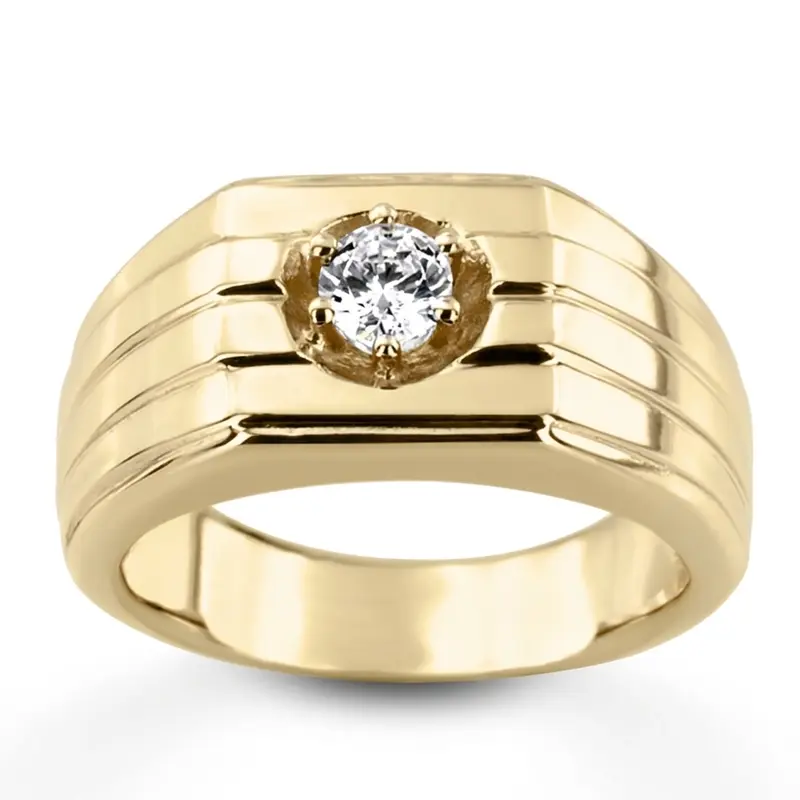 14K white gold 0.35 ct. Solitaire Men's Diamond Ring - alternate view 2