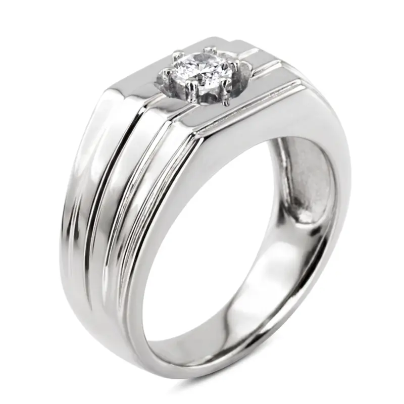 14K white gold 0.35 ct. Solitaire Men's Diamond Ring - alternate view 5