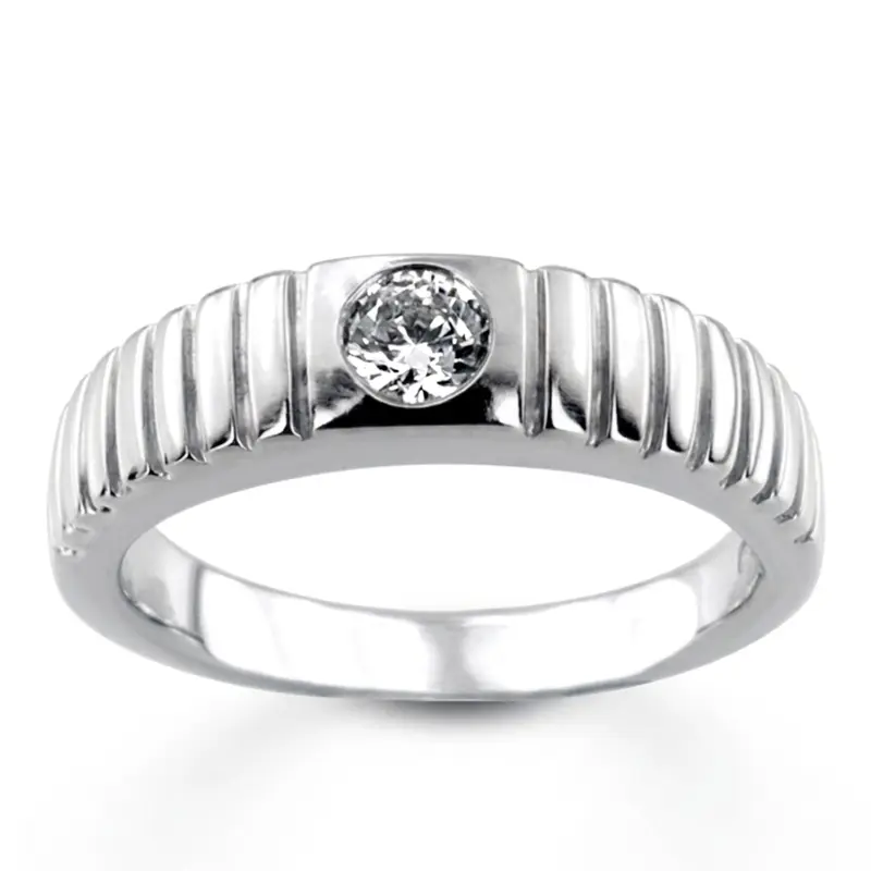 14K white gold 0.35 ct. Solitaire Diamond Men Ring 4 - alternate view 2