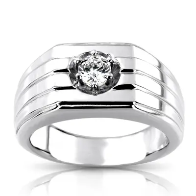 14K white gold 0.35 ct. Solitaire Men's Diamond Ring - main view thumbnail