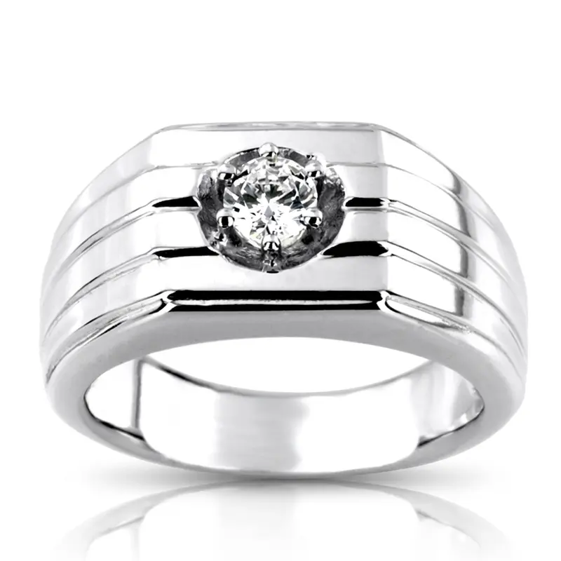 14K white gold 0.35 ct. Solitaire Men's Diamond Ring - main view