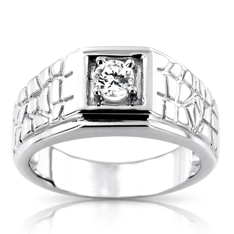 14K white gold 0.35 ct. Solitaire Men's Diamond Ring - main view