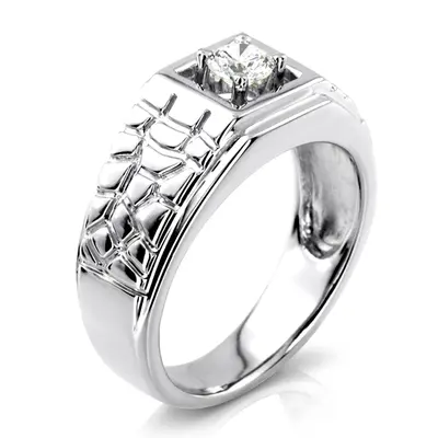 14K white gold 0.35 ct. Solitaire Men's Diamond Ring - alternate view 5 thumbnail