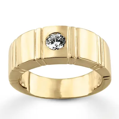 14K white gold 0.35 ct. Solitaire Diamond Men Ring 1 - alternate view 6 thumbnail