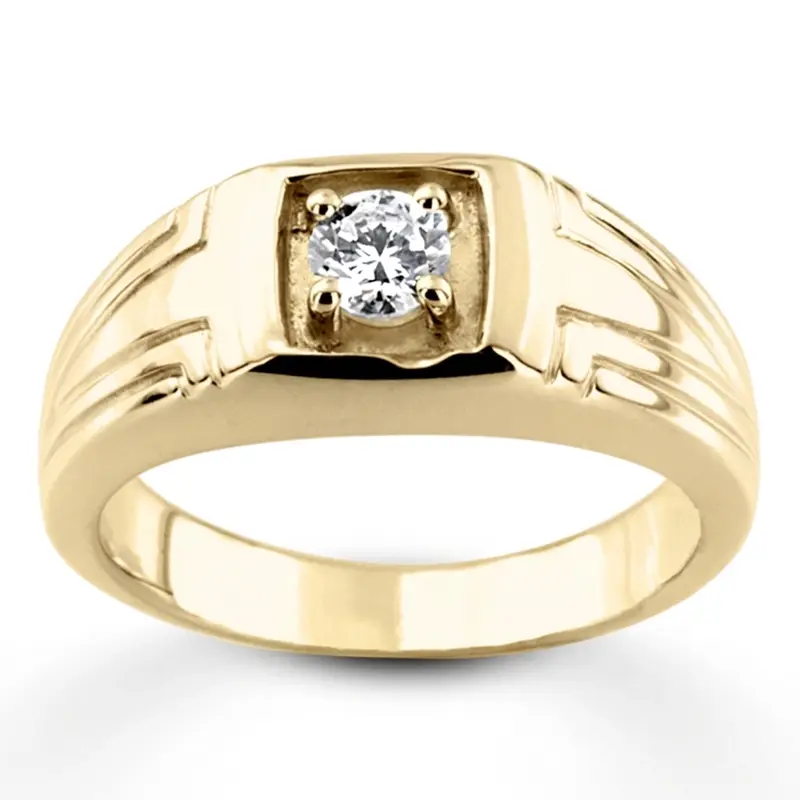 14K white gold 0.35 ct. Solitaire Diamond Men Ring 5 - alternate view 2