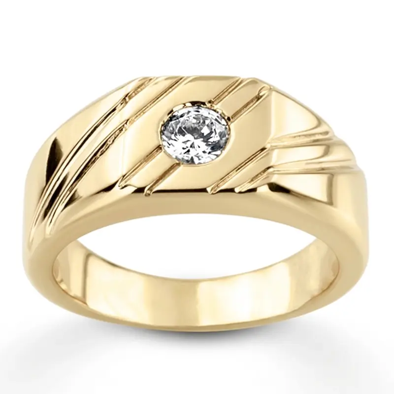 14K white gold 0.35 ct. Solitaire Diamond Man Ring 4 - alternate view 2