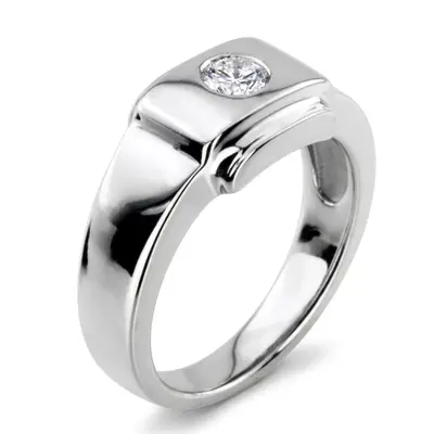 14K white gold 0.35 ct. Solitaire Diamond Man Ring 3 - alternate view 3 thumbnail