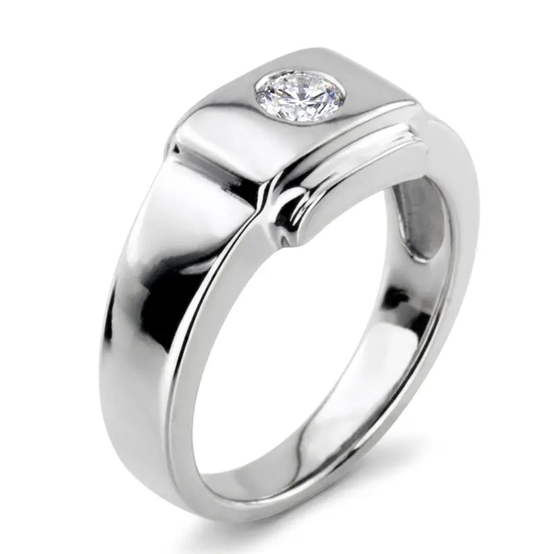14K white gold 0.35 ct. Solitaire Diamond Man Ring 3 - alternate view 3