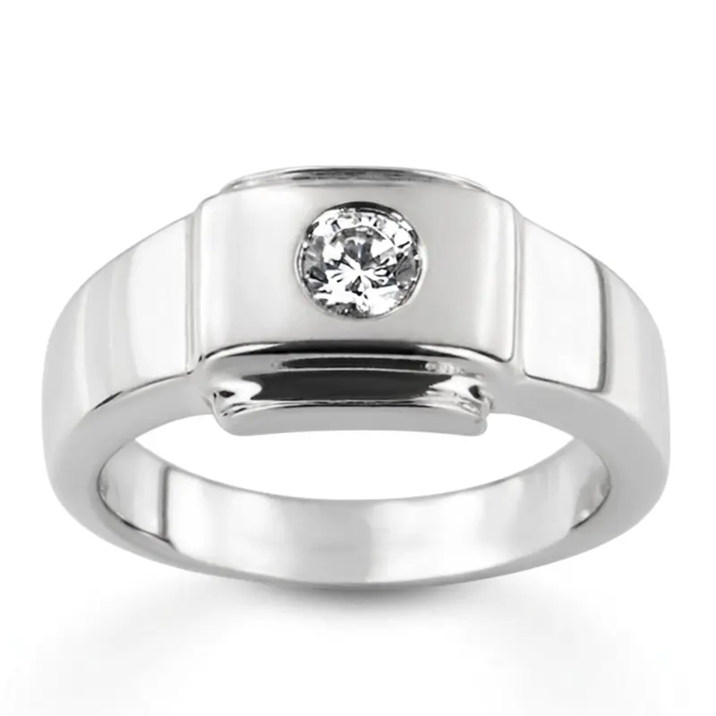 14K white gold 0.35 ct. Solitaire Diamond Man Ring 3 - main view