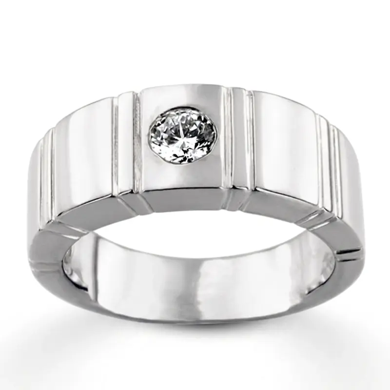 14K white gold 0.35 ct. Solitaire Diamond Men Ring 1 - main view