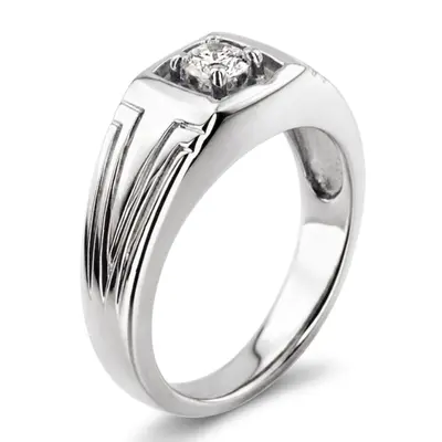 14K white gold 0.35 ct. Solitaire Diamond Men Ring 5 - alternate view 5 thumbnail