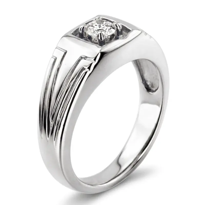 14K white gold 0.35 ct. Solitaire Diamond Men Ring 5 - alternate view 5