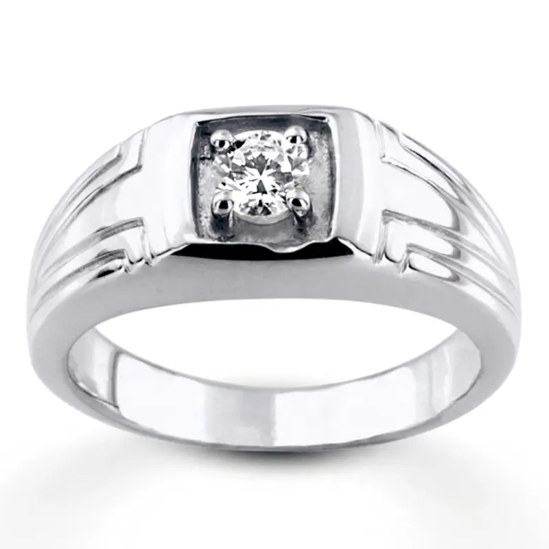 14K white gold 0.35 ct. Solitaire Diamond Men Ring 5 - main view