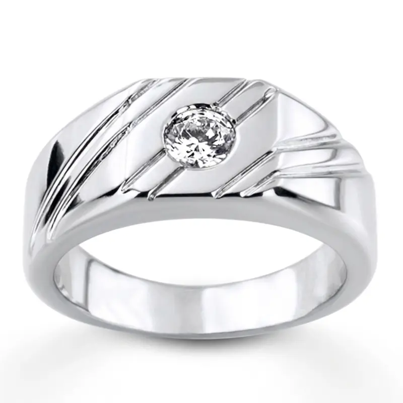 14K white gold 0.35 ct. Solitaire Diamond Man Ring 4 - main view