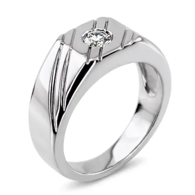 14K white gold 0.35 ct. Solitaire Diamond Man Ring 4 - alternate view 5 thumbnail