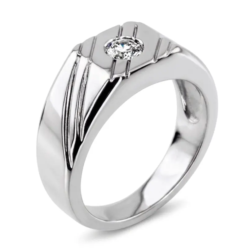 14K white gold 0.35 ct. Solitaire Diamond Man Ring 4 - alternate view 5