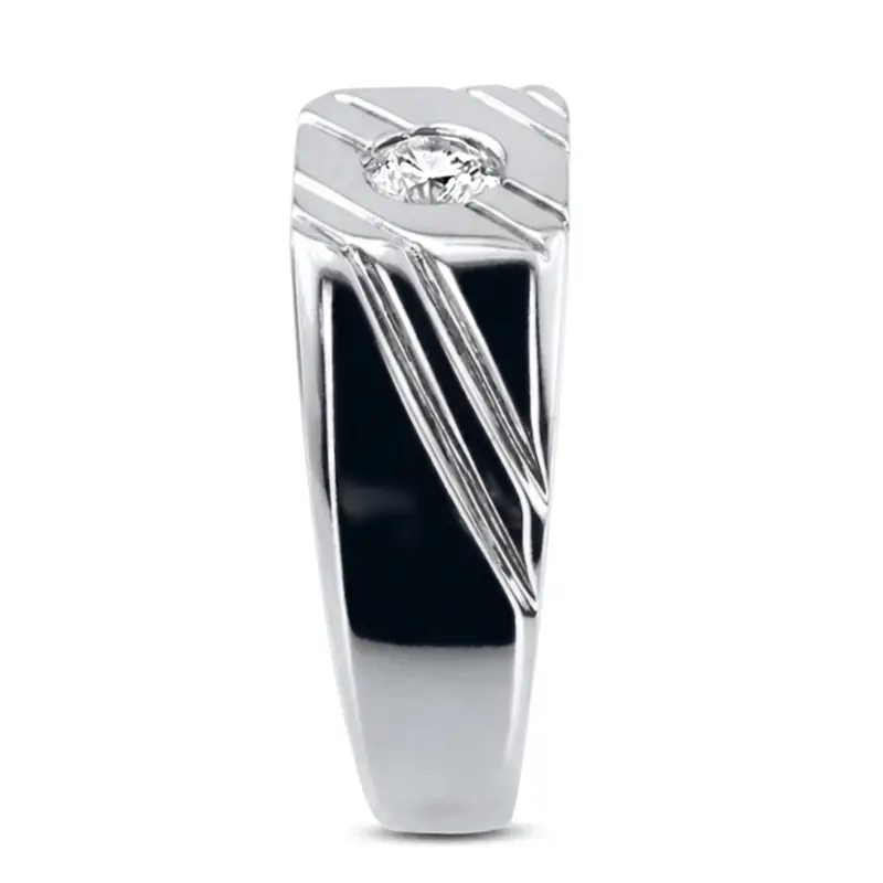 14K white gold 0.35 ct. Solitaire Diamond Man Ring 4 - alternate view 4
