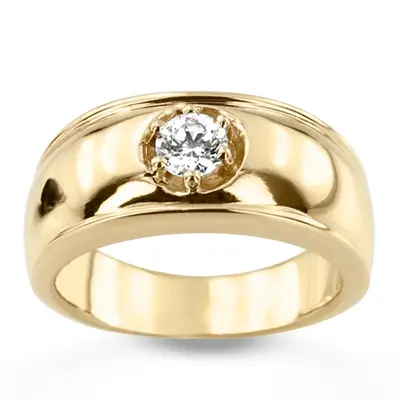 14K rose gold 0.35 ct. Solitaire Diamond Man Ring - main view thumbnail
