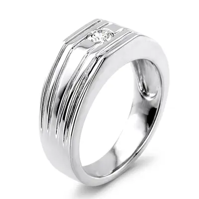 14K white gold 0.25 ct. Solitaire Diamond Men's Ring 1 - alternate view 5 thumbnail