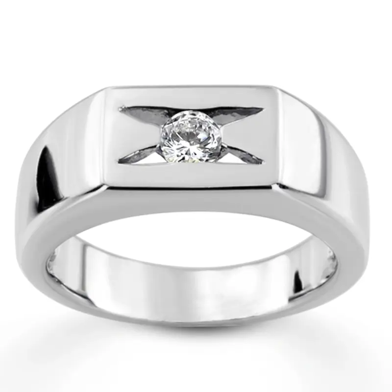 14K white gold 0.35 ct. Solitaire Diamond Man Ring 5 - main view