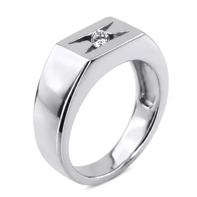 14K white gold 0.35 ct. Solitaire Diamond Man Ring 5 - alternate view 3 thumbnail