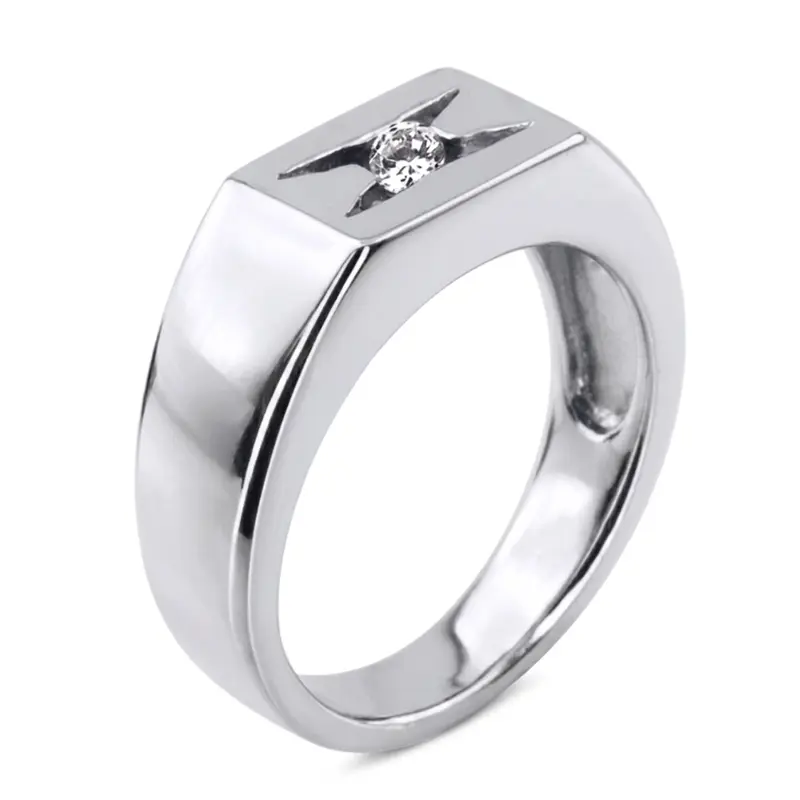 14K white gold 0.35 ct. Solitaire Diamond Man Ring 5 - alternate view 3