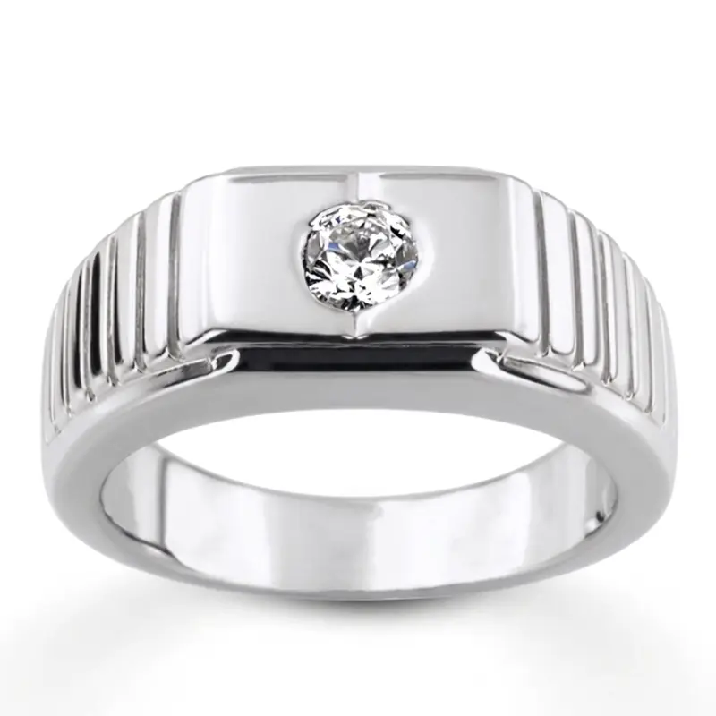 14K white gold 0.35 ct. Solitaire Diamond Men Ring 6 - main view