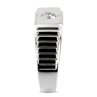 14K white gold 0.35 ct. Solitaire Diamond Men Ring 6 - alternate view 4 thumbnail