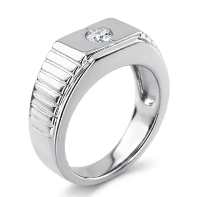 14K white gold 0.35 ct. Solitaire Diamond Men Ring 6 - alternate view 5 thumbnail