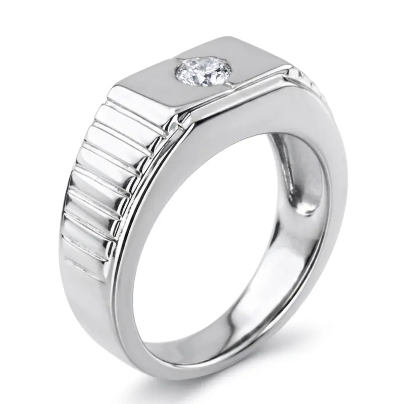 14K white gold 0.35 ct. Solitaire Diamond Men Ring 6 - alternate view 5