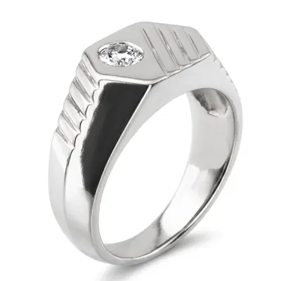 14K white gold 0.35 ct. Solitaire Diamond Men Ring 7 - alternate view 5 thumbnail
