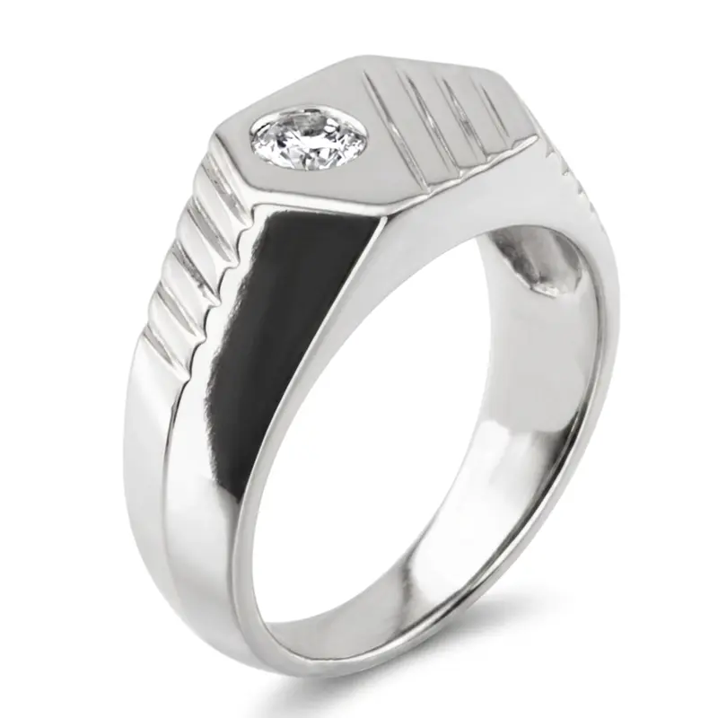 14K white gold 0.35 ct. Solitaire Diamond Men Ring 7 - alternate view 5