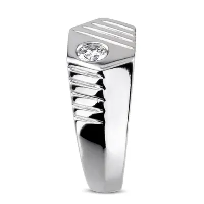 14K white gold 0.35 ct. Solitaire Diamond Men Ring 7 - alternate view 4 thumbnail