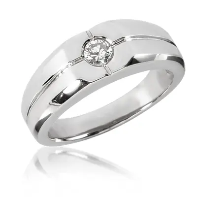 14K white gold 0.25 ct. Solitaire Diamond Men's Ring 2 - main view thumbnail