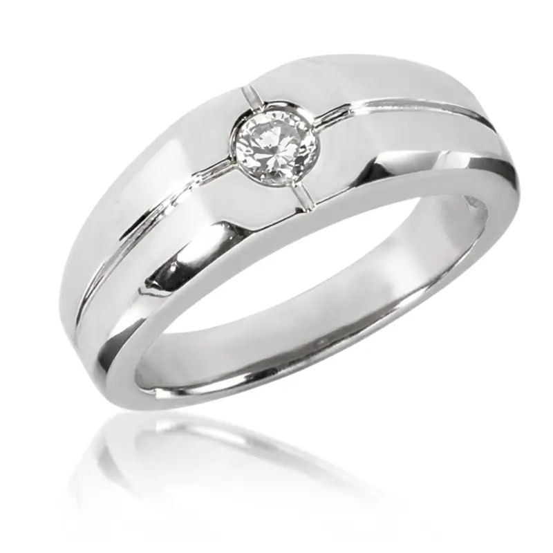 14K white gold 0.25 ct. Solitaire Diamond Men's Ring 2 - main view