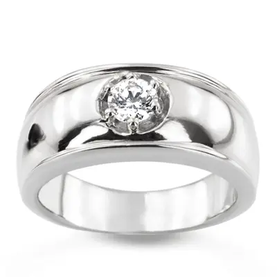 14K rose gold 0.35 ct. Solitaire Diamond Man Ring - alternate view 2 thumbnail