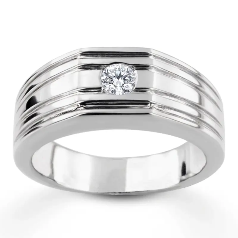 14K white gold 0.25 ct. Solitaire Diamond Men's Ring 1 - main view