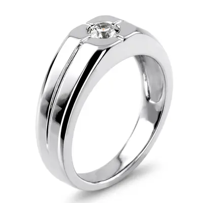 14K white gold 0.35 ct. Solitaire Diamond Man Ring - alternate view 5 thumbnail