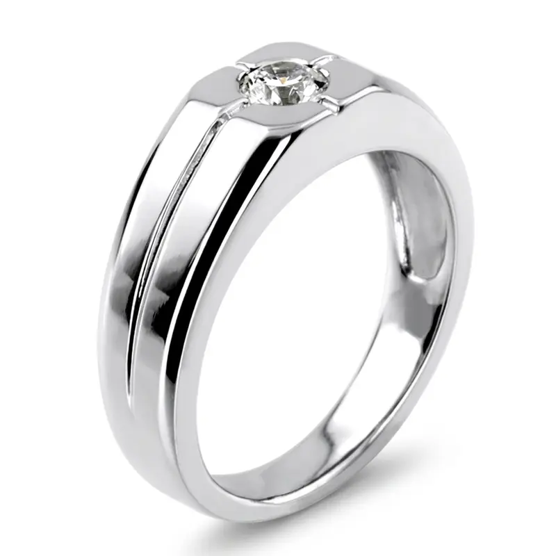 14K white gold 0.35 ct. Solitaire Diamond Man Ring - alternate view 5